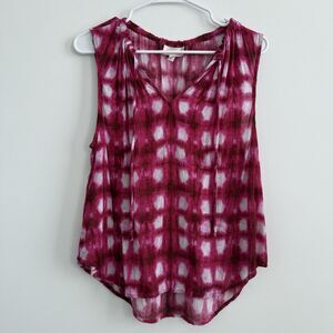 Cloth & Stone Sleeveless Tank Top Pink Tie Dye Sheer Lightweight Summer Large